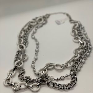 Lia Sophia white and Silver multi Chain Necklace